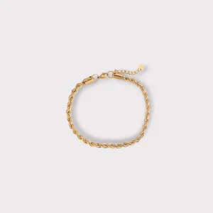 Classic Rope 4 mm. Ankelkæde - Guldbelagt & Vandfast