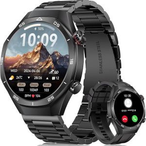 Smartwatch til mænd. Vandtæt sport fitnessur med telefonfunktion - tracker skridttæller